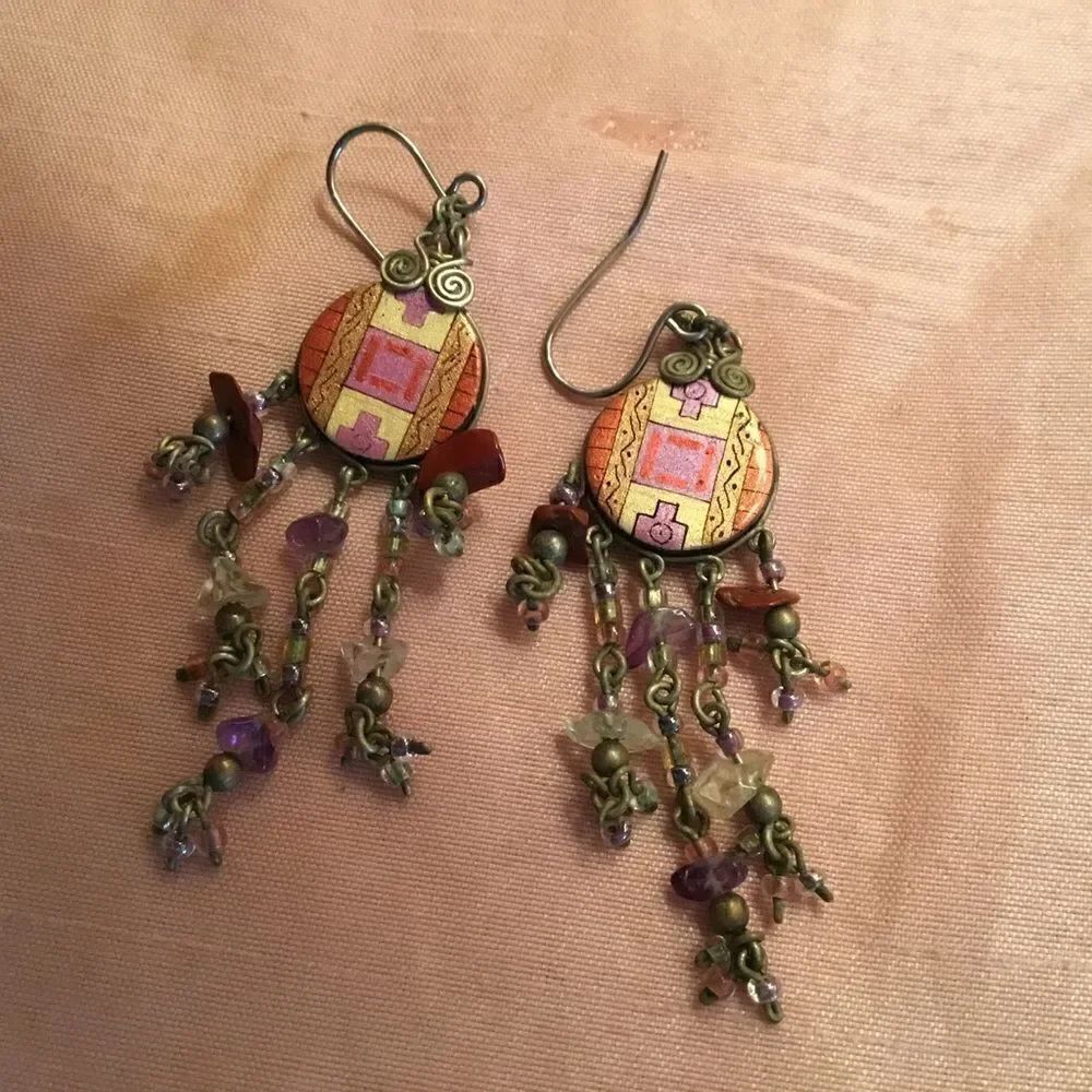 Silvertone Fishhook Dangle Earrings - Picture 1 of 5